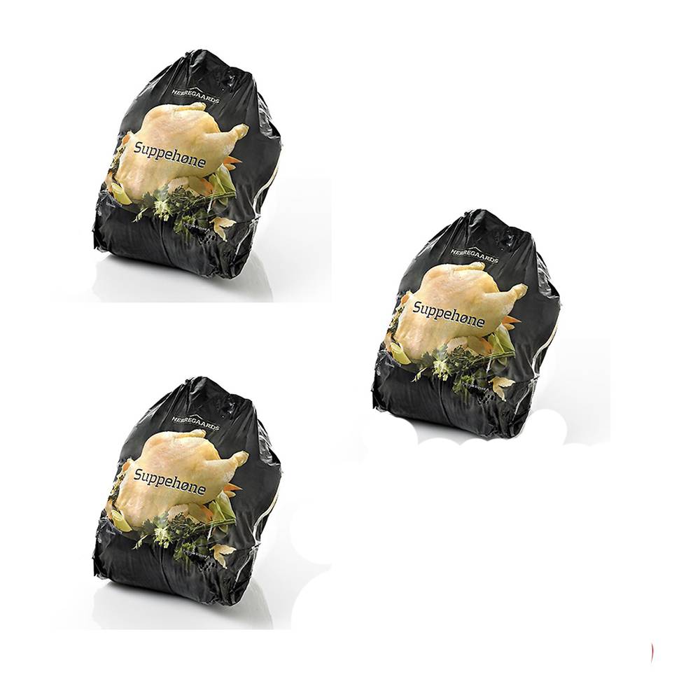 Herregårds Suppehøns 3 stk. i alt 9 kg. 1 Herregårds Suppehøns 3 stk. i alt 9 kg.
